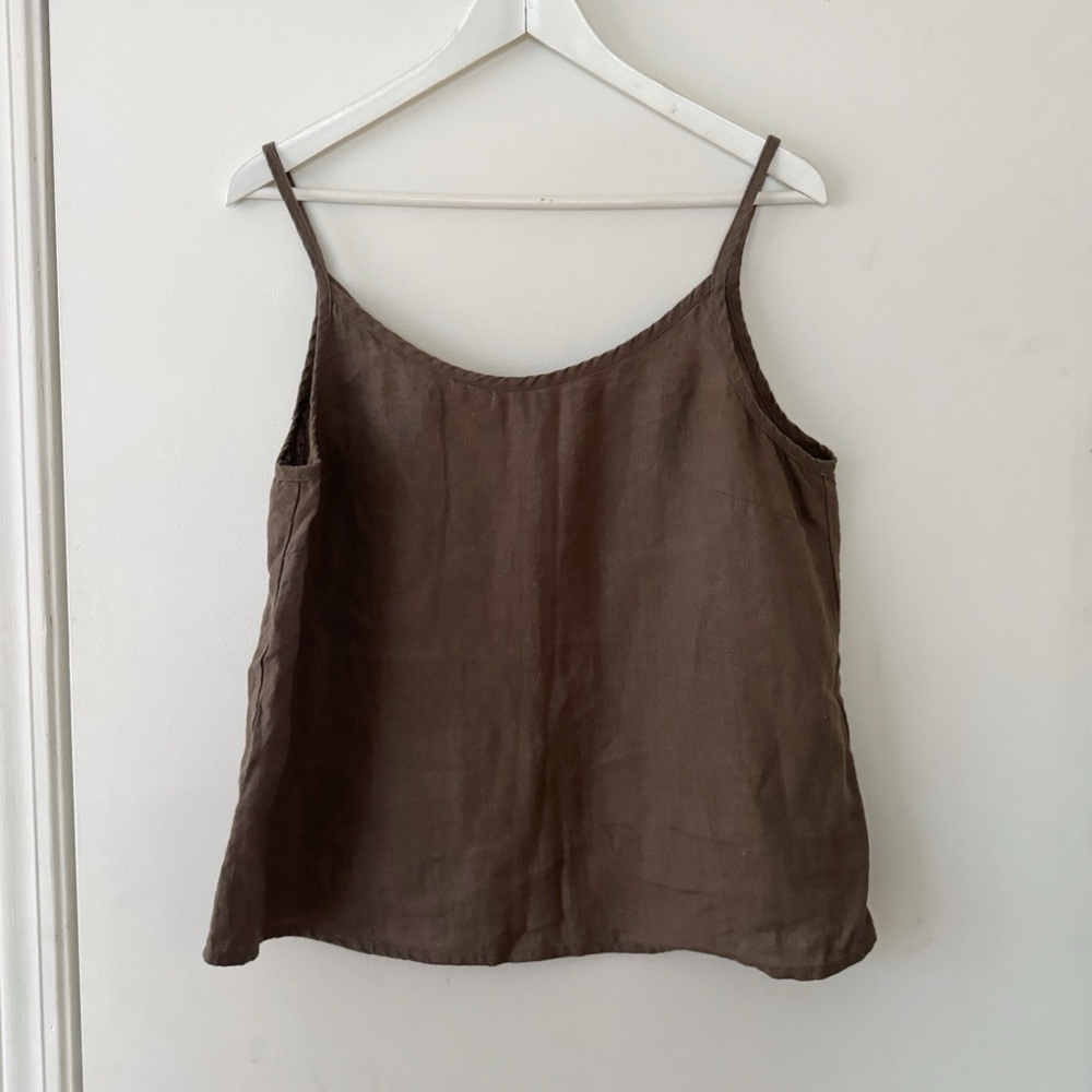 notPERFECTLINEN Chocolate Brown Rimini Linen Tank